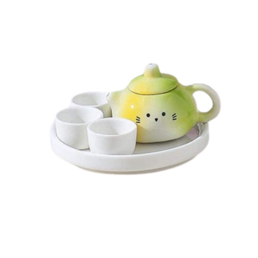 Chinese Style Milk Tea Lid Accessories Exquisite Ceramic Cat Ear Pot  Hotel