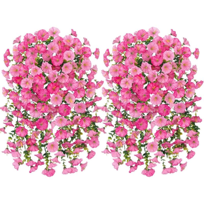 2/4Pcs Versatile Outdoor UV-Resistant Artificial Morning Glory & Eucalyptus Hanging Decor Perfect For Home Garden And Weddings