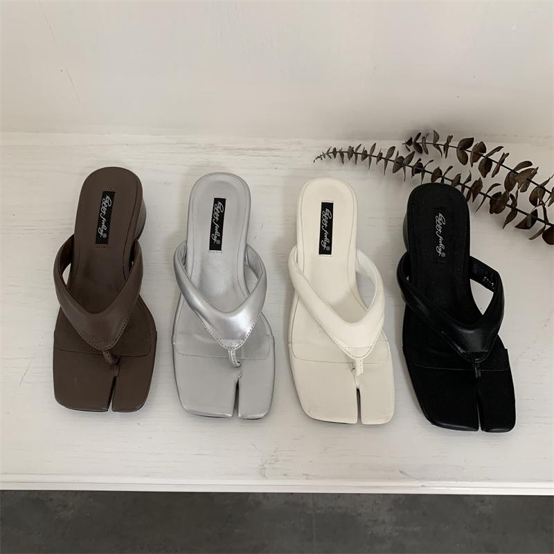 Bailamos Summer Fashion Open Clip Toe Mules Women Slippers Sandals 2025 High Quality Low Heels Flip Flops Beach Slides Shoes Mu