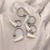 Resin Punk Fangs Lip Rings C Shaped Horseshoe Barbell for Halloween Exaggerated Body Piercing Jewelry Lip Ornament