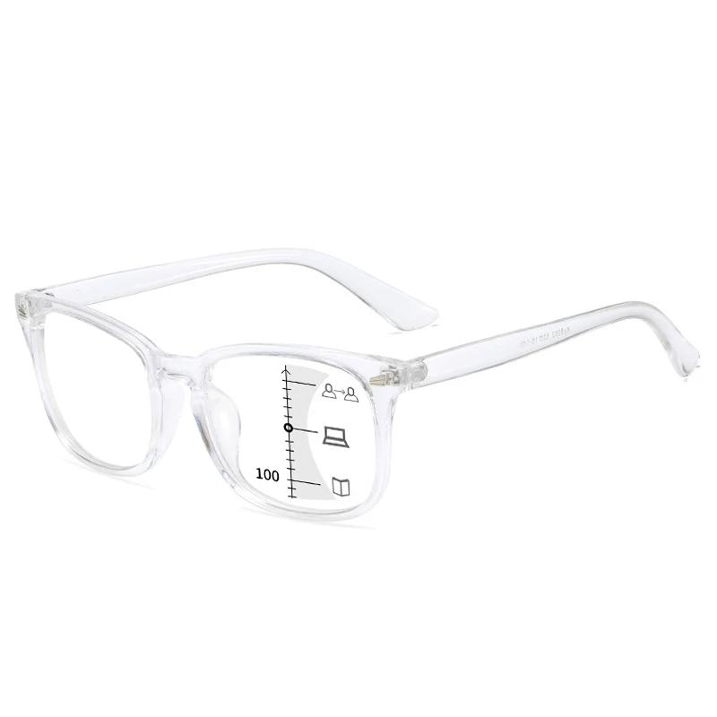 Square Multifocal Progressive Reading Glasses Men Fashion With Diopters Anti-glare Computer Eyeglasses Women UV400