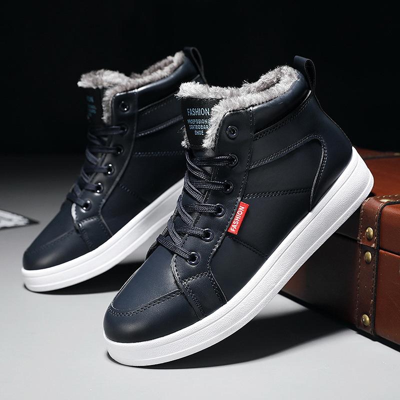 

Новые мужские ботинки из искусственной кожи, водонепроницаемые, на шнуровке, мужские зимние легкие ботинки до щиколотки, мужские зимние повседневные нескользящие ботинки 39 синий