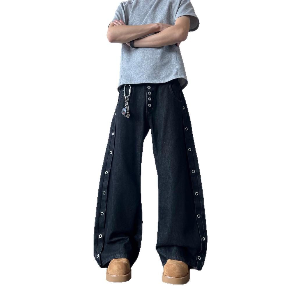 Pantaloni casual da uomo estivi jeans scimitarra a cinque bottoni stile strada americano pantaloni larghi larghi da uomo all'ingrosso