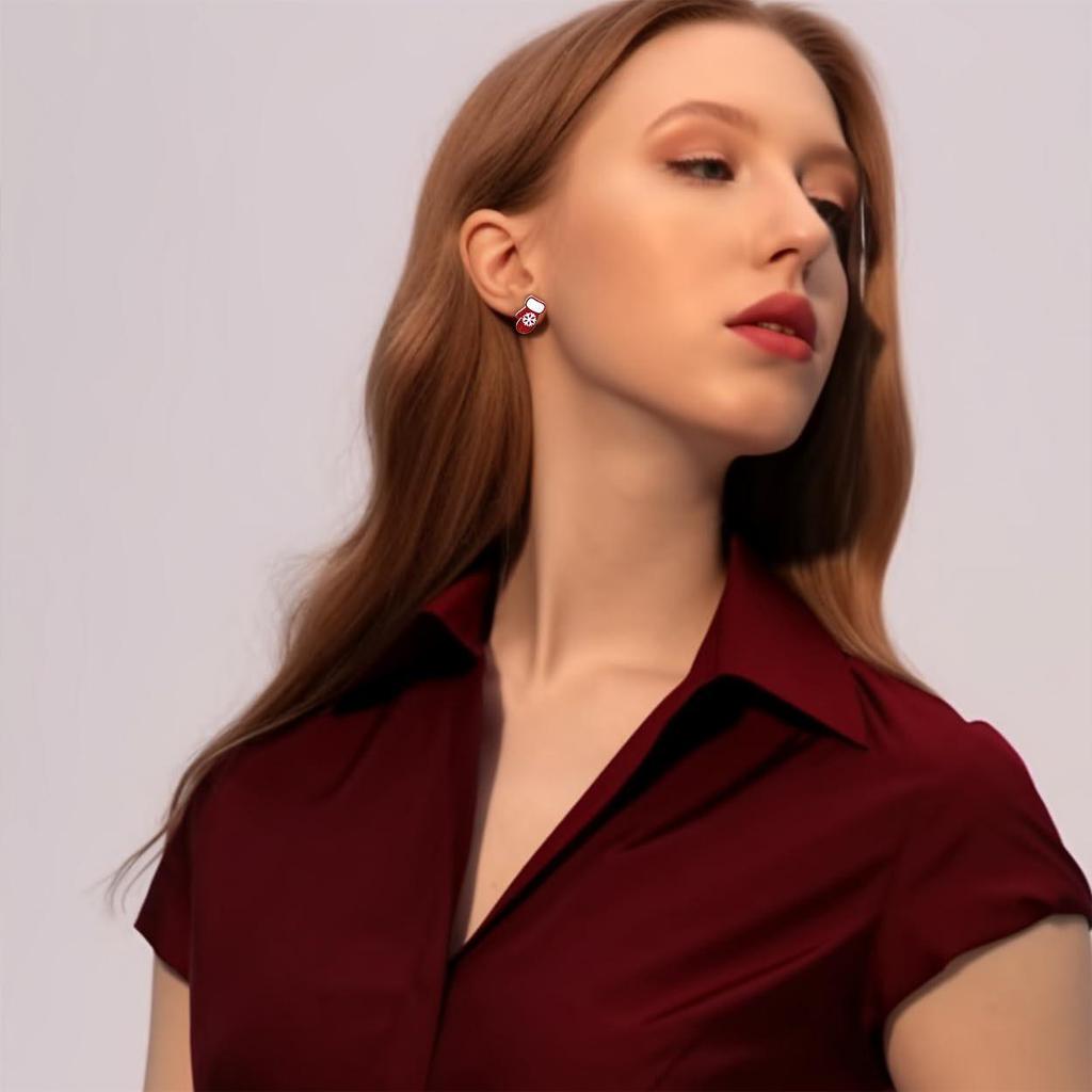 Cross-Border Acrylic Mickey Holiday Earrings: Christmas Hat Design, Simple & Versatile.