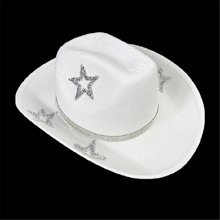 Gleaming Bride Hat Sparkly Party Hat Rhinestones Panama Hat for Party