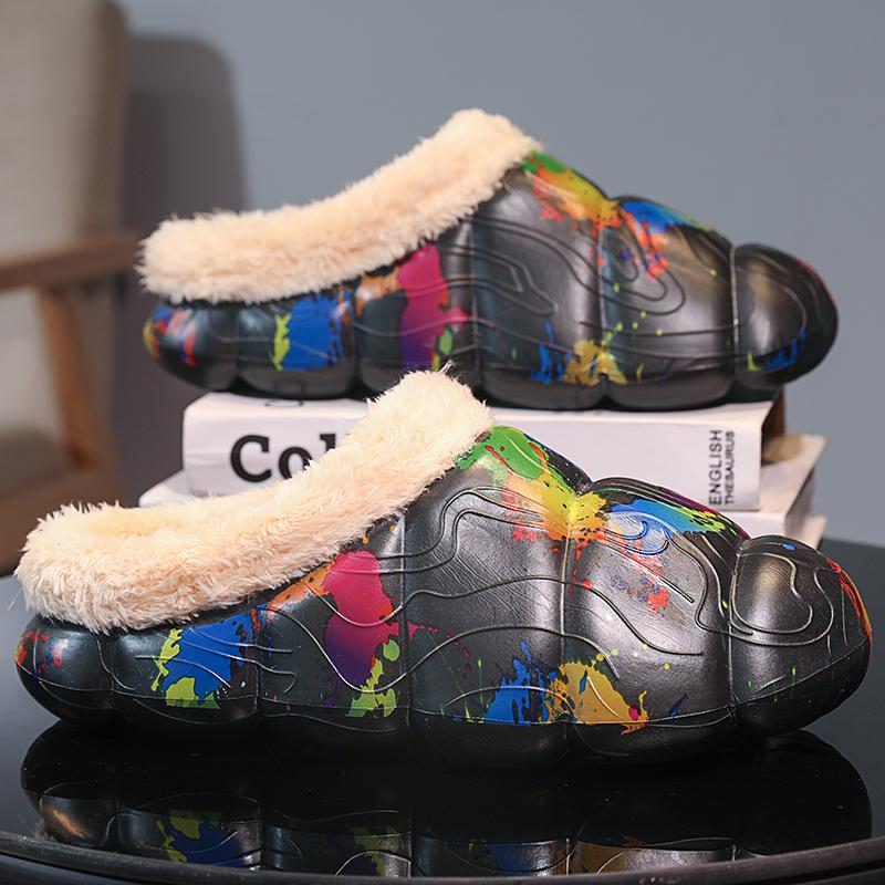 Зимние женские и мужские плюшевые тапочки