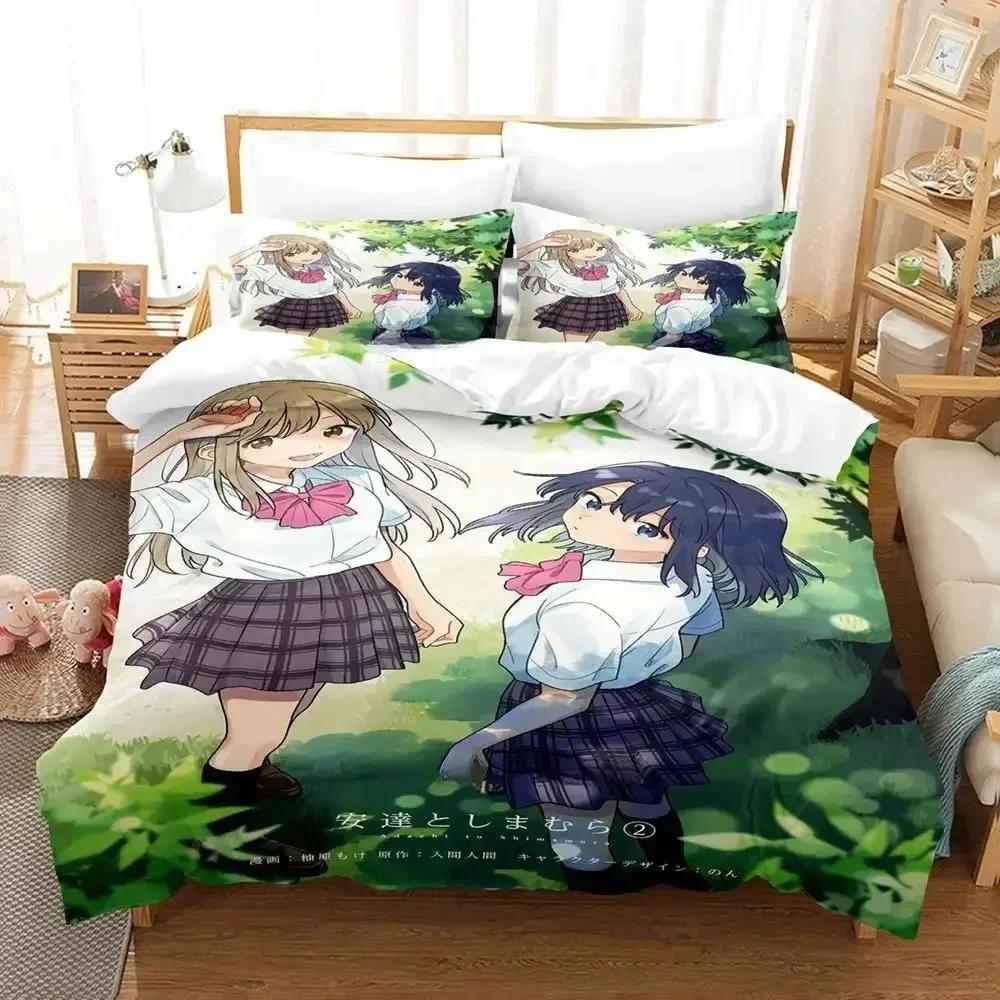Adachi and Shimamura Bedding Set Cartoon Anime Three-piece Set Adult Kid Bedroom Duvet Cover Sets Comforter Bedding Sets Luxury