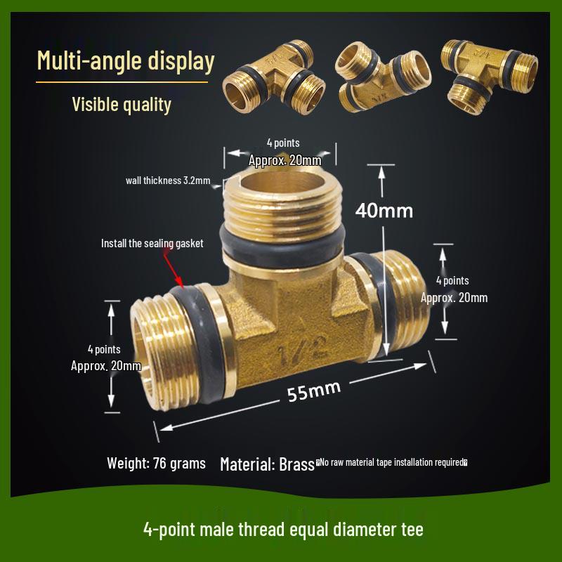Copper Union with Inner/Outer Threads, Double Inner Thread Water Heater Connector Tee/Elbow Nipple, 46mm & 1" Thread, Different Diameters.