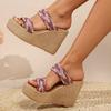 Fashion Women's Wedges Sandals 2024 New Handwoven Slippers Fashion Women's Sandals Casual Versatile High Heel Slippers Designer Sandals