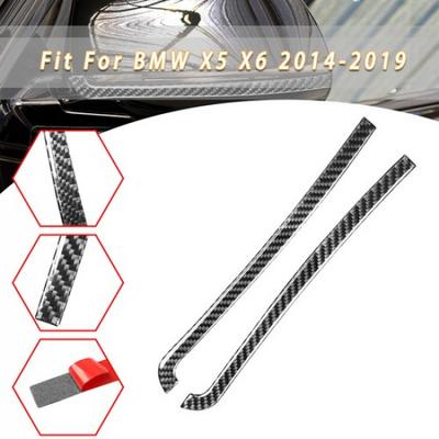 Wing Mirror Cover Strip Sticker Real Carbon Fiber Fit For BMW X5 X6 2014-