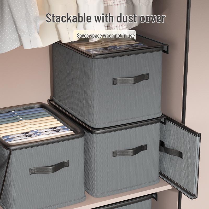 Foldable Wardrobe Drawer Organizer Box with Lid for Clothing, Underwear, and Pants Storage