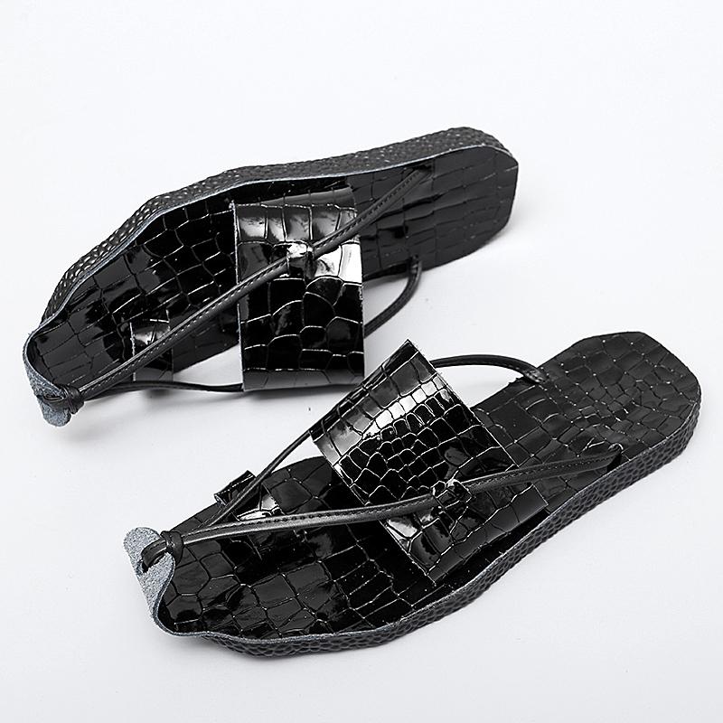 Fashion Summer New Men Gladiators Crocodile Pattern Genuine Leather Casual Shoes Breathable Beach Sandals Outdoor Slippers