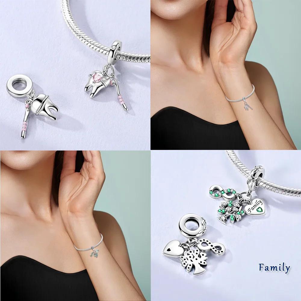 Original Color-Changing Rose Pendant Cherry Butterfly Girl Cat Copper Charms Bead Fit Bracelet Accessory Gift Diy Jewelry