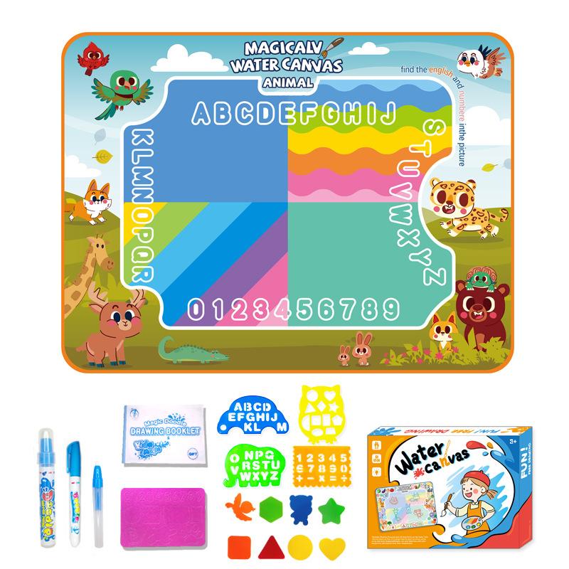 Magic Water Canvas Children Water Painting Blanket Early Learning Oversized Animal Dinosaur Numbers Magical Color Diy Toy
