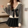 Women's French Doll Collar Knit Sweater with Bow - Fall/Winter 2024 Collection
