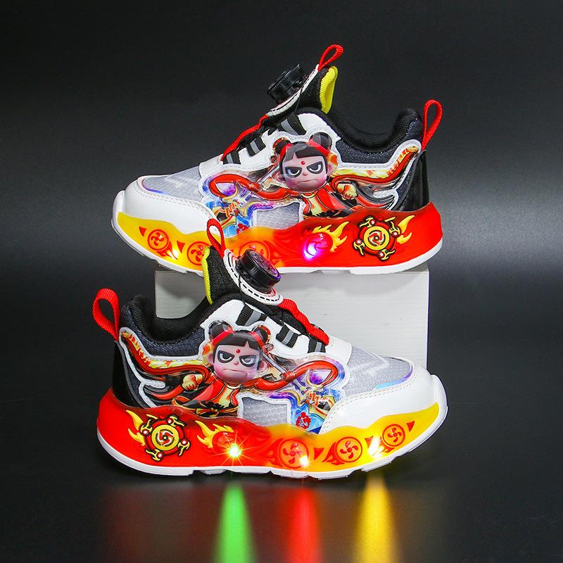

Nezha light-up boys sneakers, new spring and autumn casual shoes for boys, non-slip and wear-resistant children s running shoes 33Inner Length20.9cm