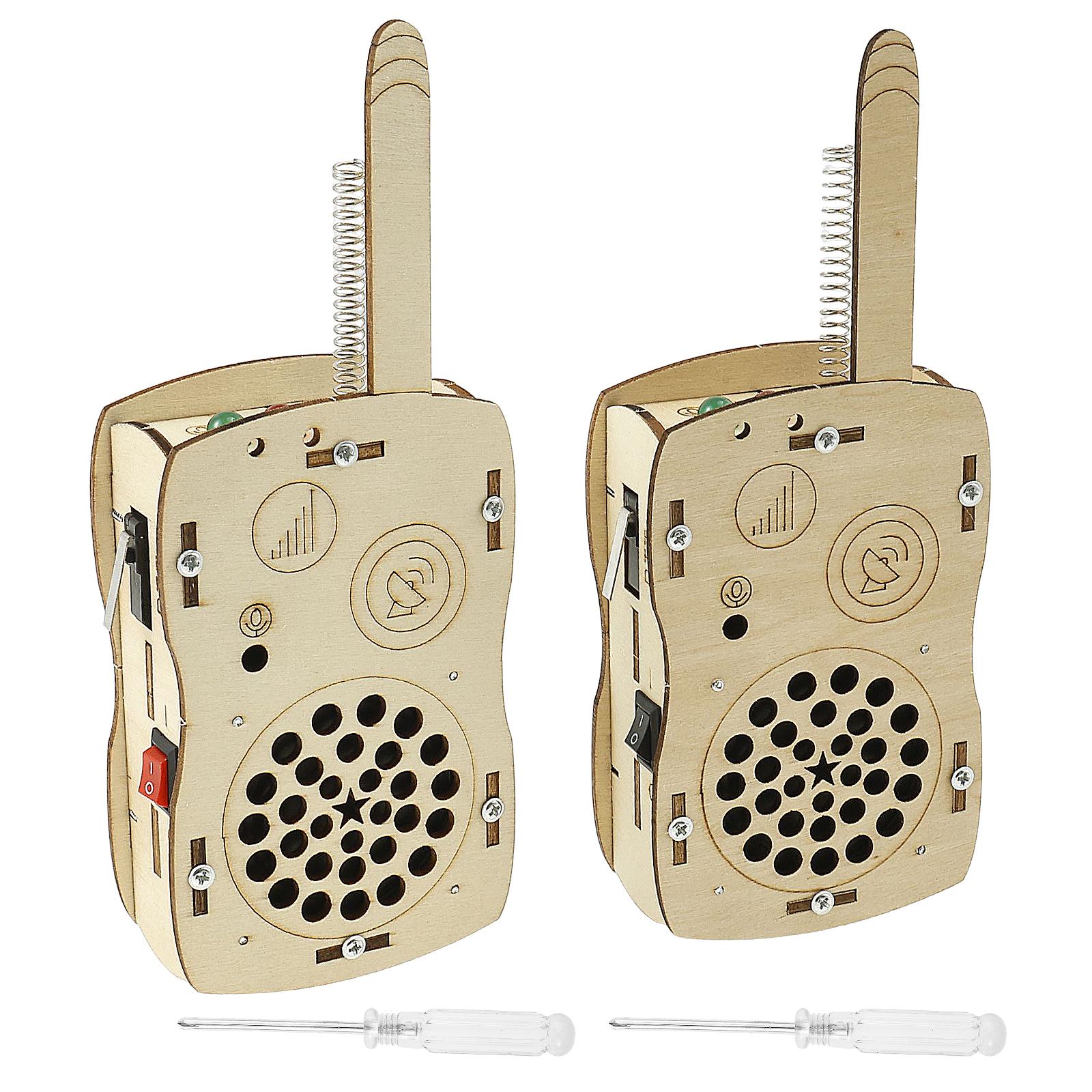 

2Pcs Walkie Talkies Toy 650 Foot Communication Range DIY Radio Speaker Kit for Kid Science Experiment Combining Entertainment світло-коричневого кольору