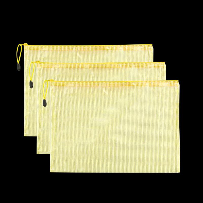 A4 Grid Zipper Bag, File Bag, Transparent Hand-held Storage Bag, Student Stationery Bag, Office Supplies Side-padded Bag