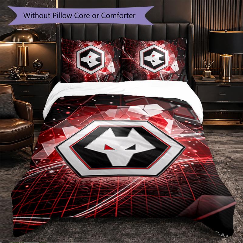 Wolverhampton Wanderers Football 3 Piece Bedding Set Soft Duvet Cover Set with Pillowcases Printed Bedroom Decor Set for Home