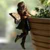 Resin Mini Girl Hanging Cup Fairy Combination Flower Basket Edge Decoration Ornaments for Garden Pot