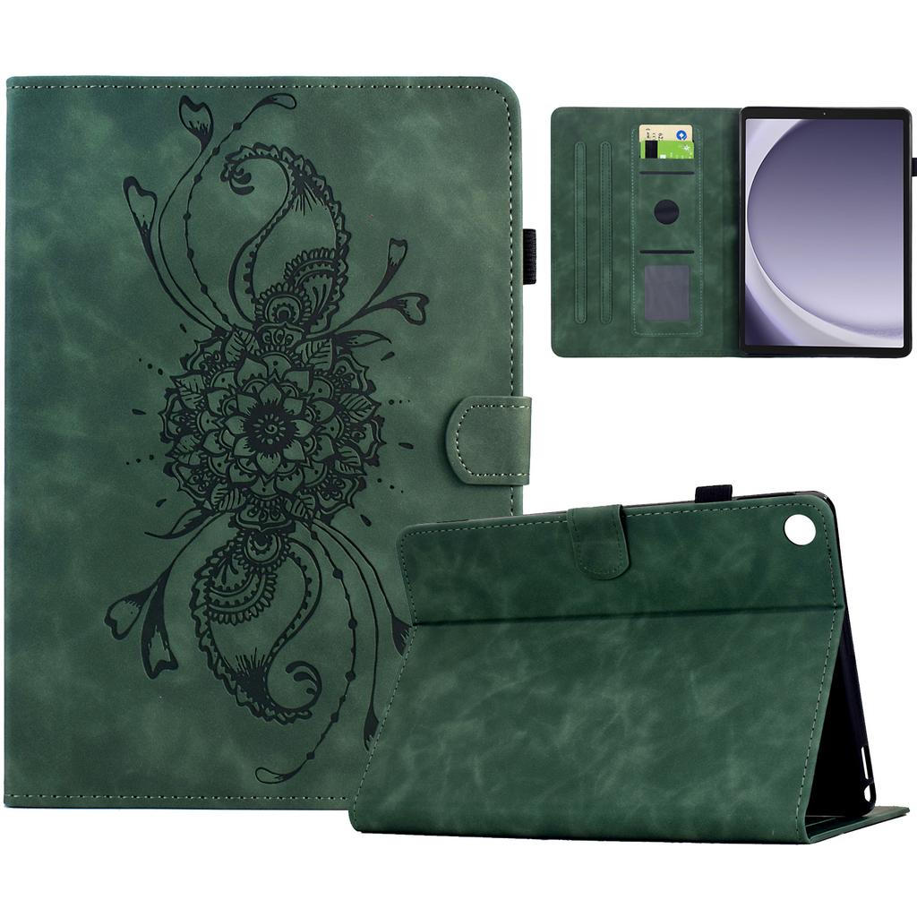 For Samsung Galaxy Tab A9 Case Mandala Imprinted Leather Tablet Cover with Card Slots