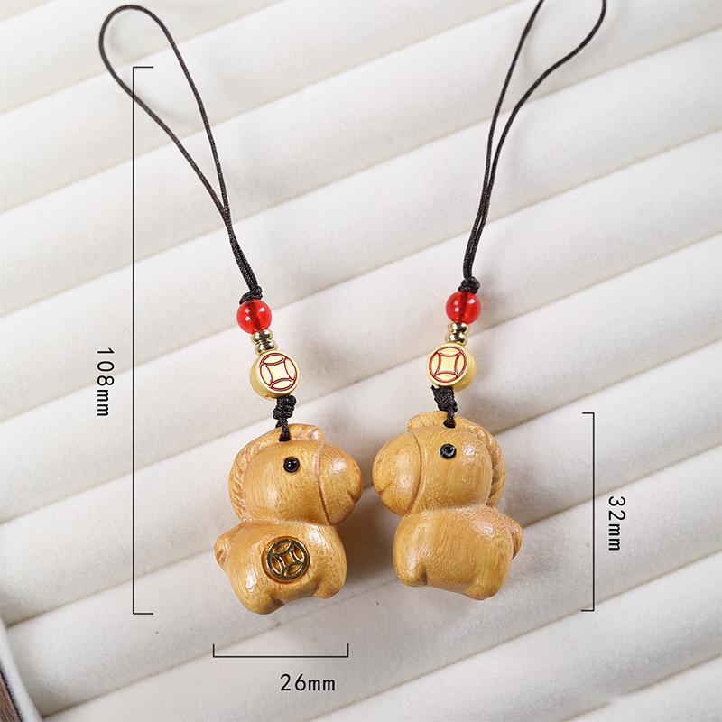Creative Sandalwood Zodiac Horse Keychain Pendant Mobile Phone Hanging Decor Cute Wooden Artifacts Small Ornament Couple Gifts