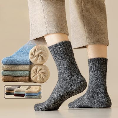 5 Pairs of  Male Autumn and Winter Plush Warm Thickened Floor Mid Calf Socks