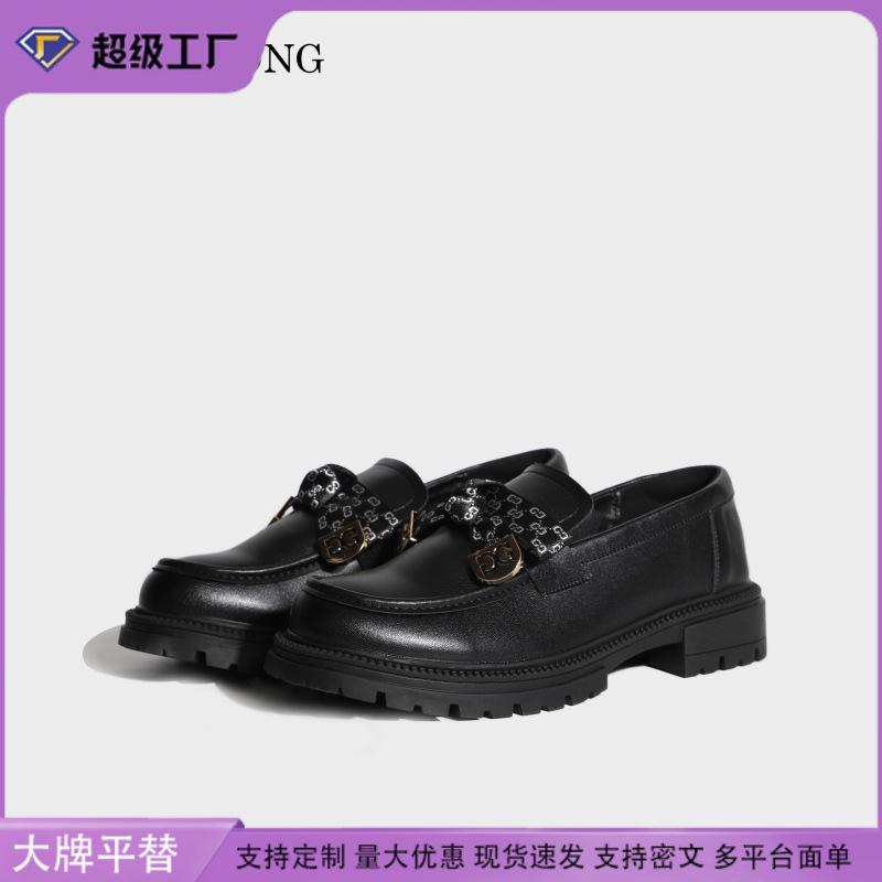 Spring and summer new fashion Huizhou women's shoes solid color loafers platform shoes women's comfortable thick heel British style small leather