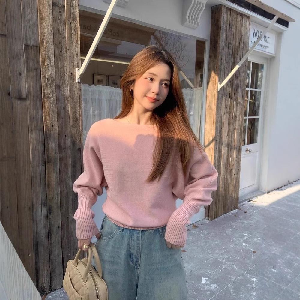 Women's 2024 Autumn Elegant Casual One-Shoulder Knitted Sweater