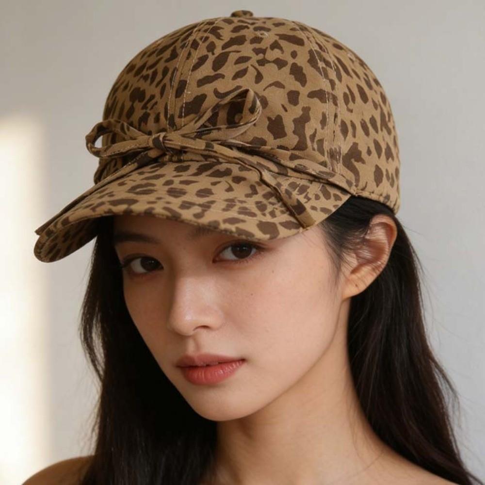 Sunscreen Leopard Print Bow Baseball Cap Sunshade American Style Casquette Cool Girls