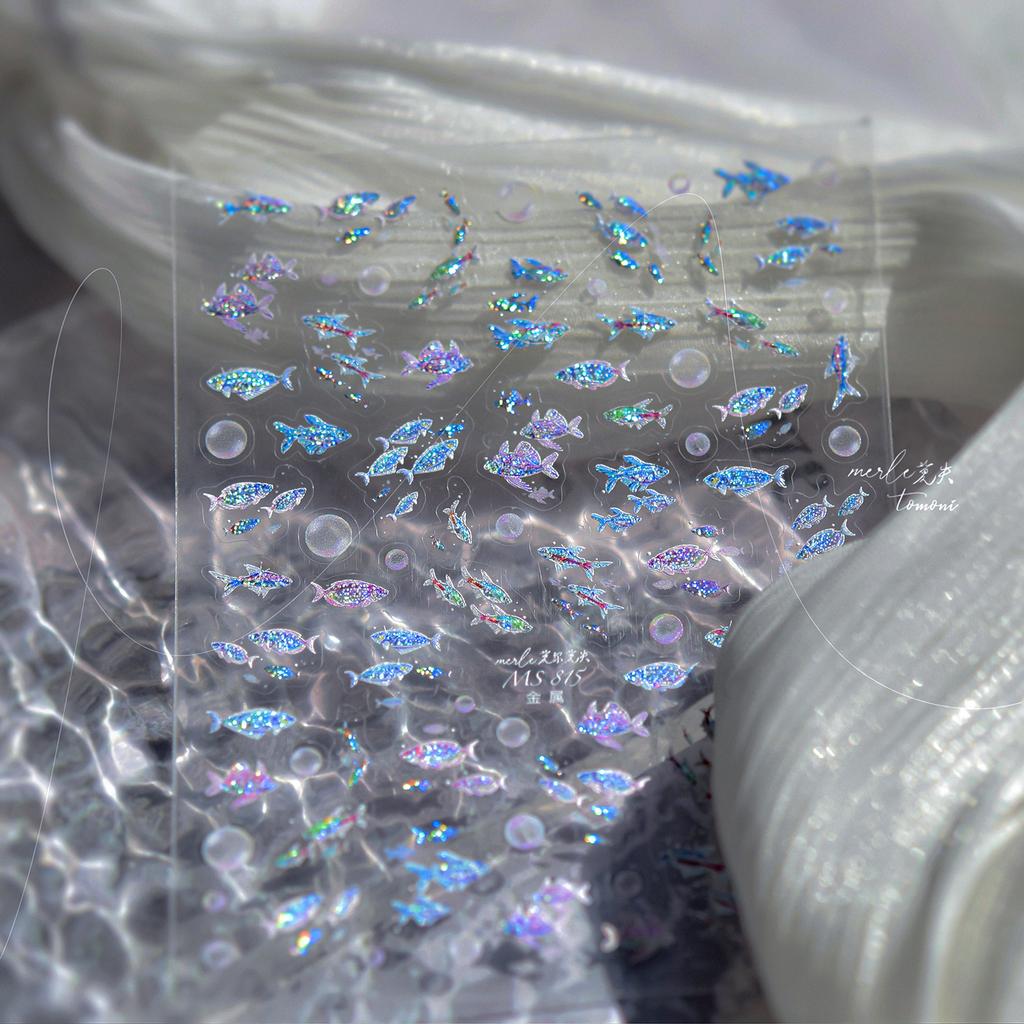 Shiny Blowing Bubble Nail Decorations Stickers 5D Shell Light Love Cat Bubble Transfer Slider Sticker DIY Manicure Decals