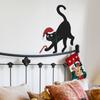 Personalized Black Cat Home Holiday Decoration and Beautification Wall Stickers Wearing Christmas Hats