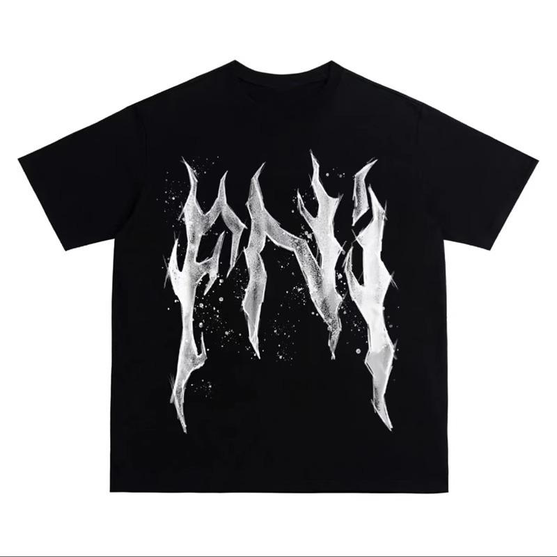 

Spring 2026 Collection Printed Lightning ShortSleeved American Street Retro TShirt Cartoon S