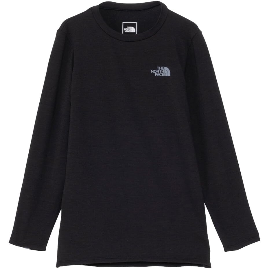 The North Face Long Sleeve Warm Crew Antibacterial and Size 150 Kids' Shirt, Unisex, High-Energy Insulation, Odor-Resistant, Black,