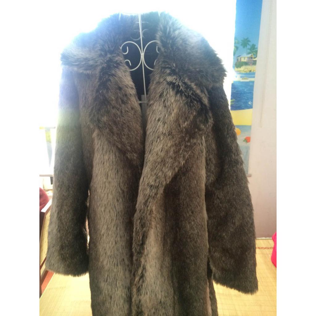 Herbst und Winter Herren Kunstpelz Großer Revers Pelz Langer Herren Kunstpelzmantel Mode Verdicken Herren Übermantel Herrenbekleidung