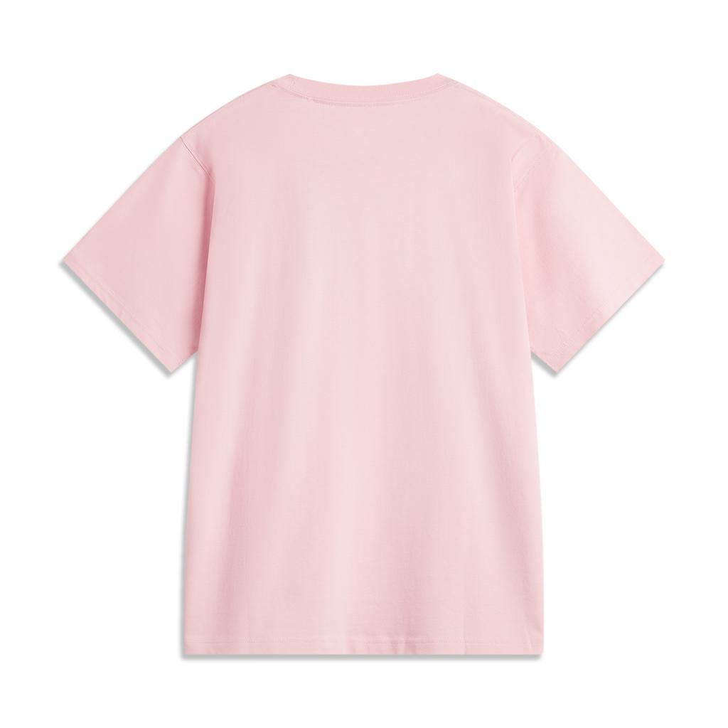 Li Ning X Disney Kollaborationsserie Vielseitiges Atmungsaktives Lockeres Weiches Bequemes Kurzarm-T-Shirt Damen Oberteile Neu-Korallenrosa AHSUA82-6