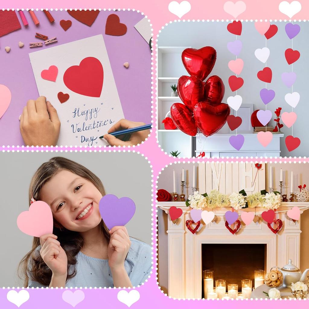 1000 Pcs Valentine's Day Paper 3.9 Inch Heart Cutouts Decorations Heart Shaped Paper Die Cuts for DIY Cards Craft Art Project Bulletin Board