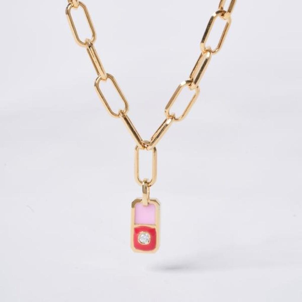[POPTS] Pink Modernity Stone Necklace OTN222525EYP