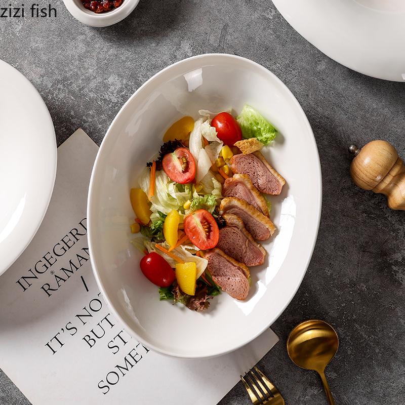White Irregular Ceramic Bowl Dining Plate Western Steak Plate Sushi Plates Fruit Plates Salad Bowl Soup Bowls Dessert Bowls Dish