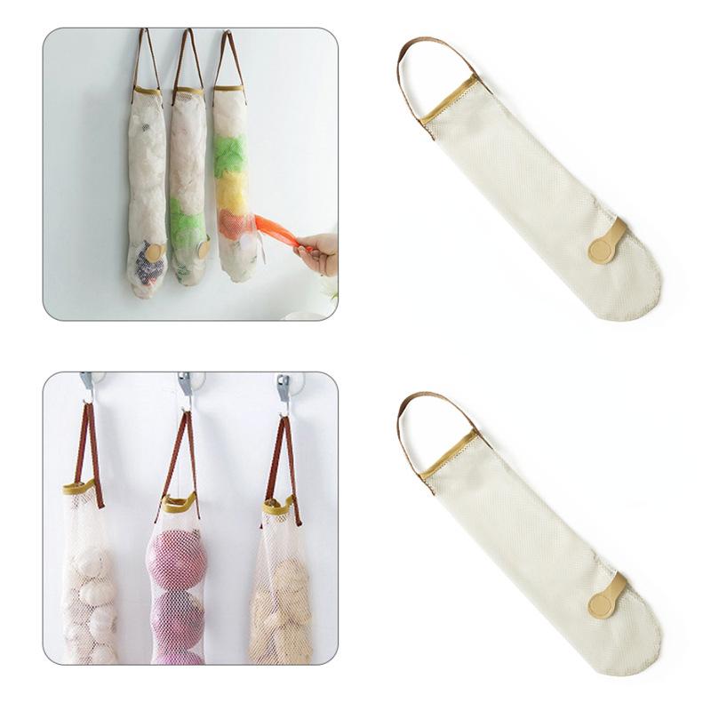 Reusable Mesh Fruit and Vegetable Hanging Bag Garlic Onion Hanging Storage Bag Home Hollow Kitchen Accessories