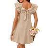 European and American TK spring and summer fashion double-layer lotus leaf sleeve back bow dress women
