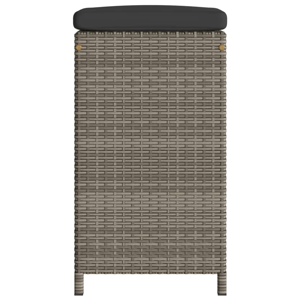 Garden Bar Stool with Cushions 2 pcs Grey Poly Rattan