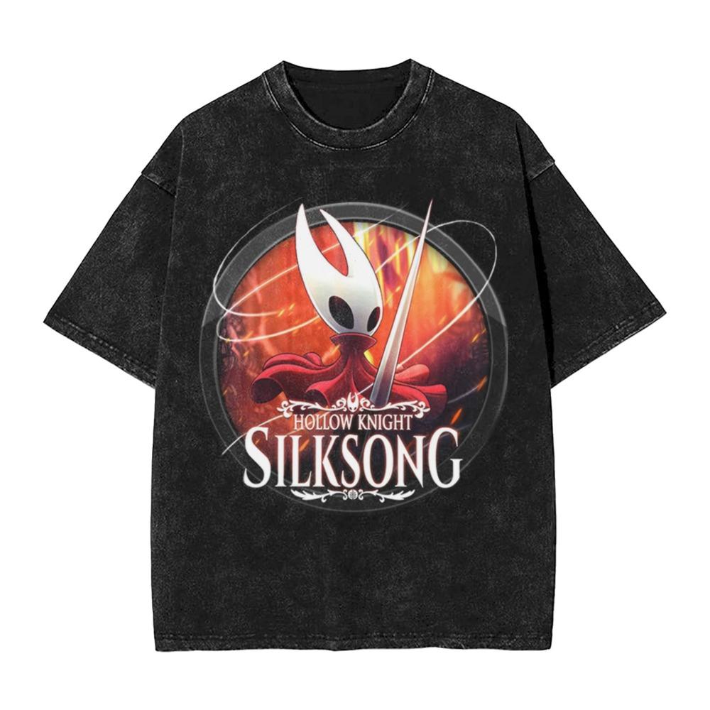 Mode Vintage Herren- und Damen-T-Shirt Hollow Knight Print T-Shirt Locker Kurzarm Streetwear Sommer Lässig Kinder Oberteile Kleidung
