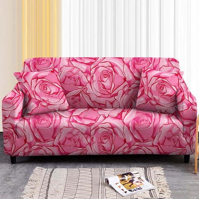 

1/2/3/4 местный эластичный чехол для дивана с принтом розы для гостиной L-образный секционный чехол для дивана, защитный чехол для домашнего декора 3 seat 190-230cm