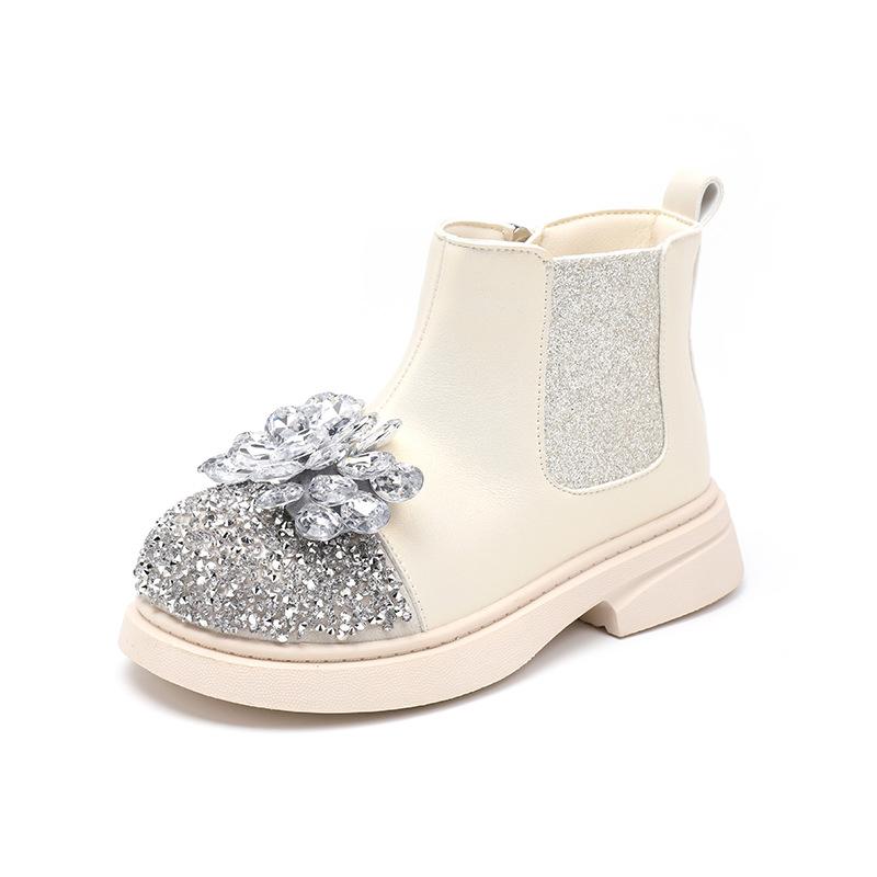 New Autumn Winter Girl's Ankle Boot Sequins Luxury Children Princess Boots Fashion Rhinestone Versatile Kids Causal Short Boots