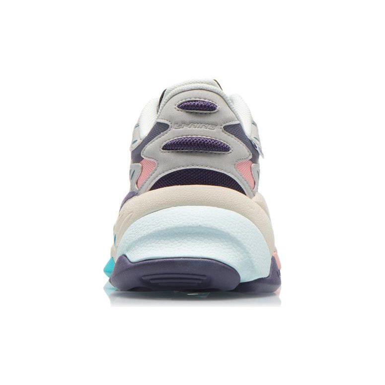 Li Ning CF Color Block Sports Shock Absorption Rebound Low Top Lifestyle Casual Shoes Women Casual Shoes Purple Gray AGLR166-3