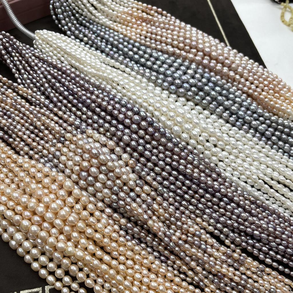 36cm Natural Freshwater Pearl Beads Strand 4-10mm Rice Pearls for Handmade Jewelry Making DIY Necklaces Bracelets Earrings Accessories, Luxury Gifts