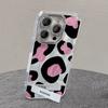 Niche Sweet Cool Black Pink Leopard Print Feather Yarn Suitable for Iphone16promax Mobile Phone Case Holder Apple 15 Protective Cover