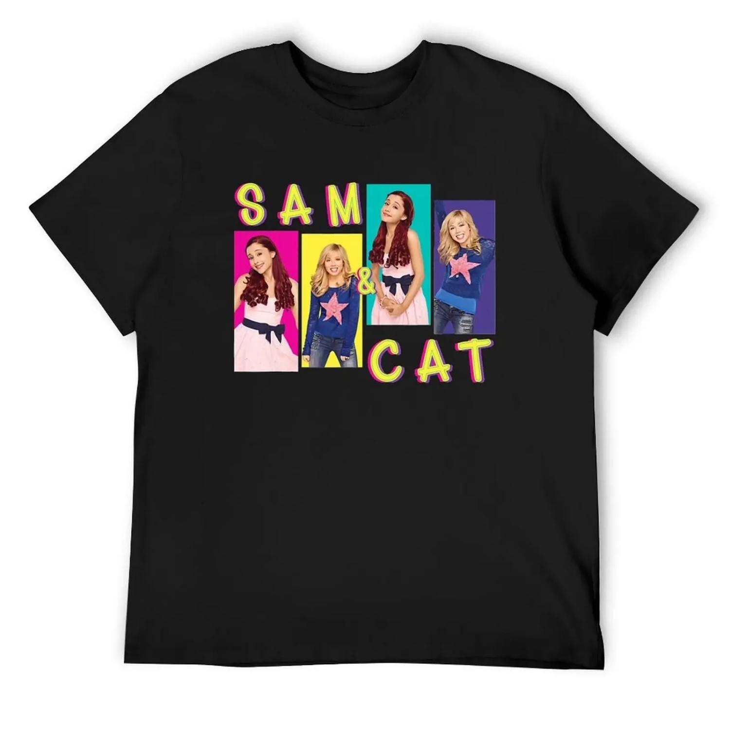 

Sam and Cat T-Shirt kawaii clothes T-shirts oversize hippie clothes black t-shirts for men XXXXXL чорний