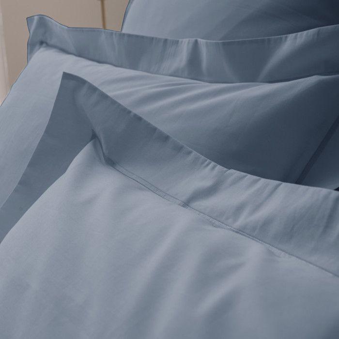 Combed Cotton Percale Pillowcase "Julian" All Sizes Pure Cotton - Julian Blue Jean - Pillowcase 50 X 70 Cm Finish